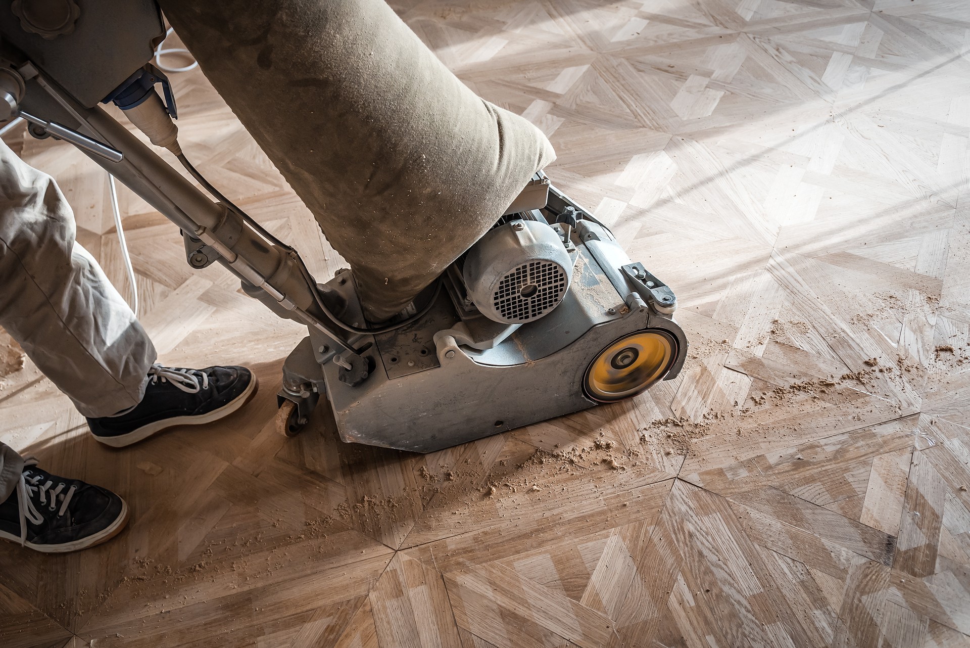 Sand paper grinding machine, home floor parquet renovation